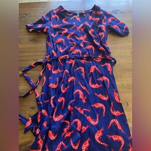 Modcloth Navy and Red Shrimp Print Dress